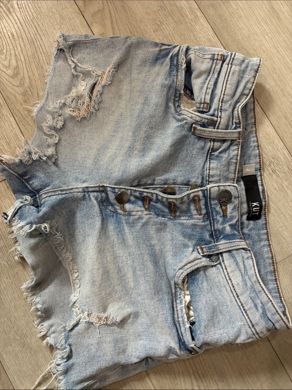 Kut from the Kloth Light Blue Distressed Denim Shorts